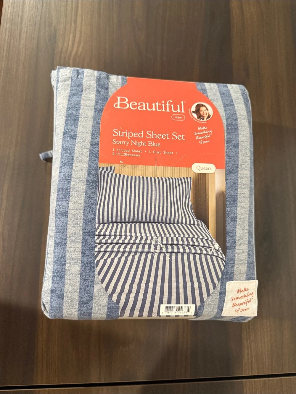 Starry Night Blue Striped Sheet Set - Queen